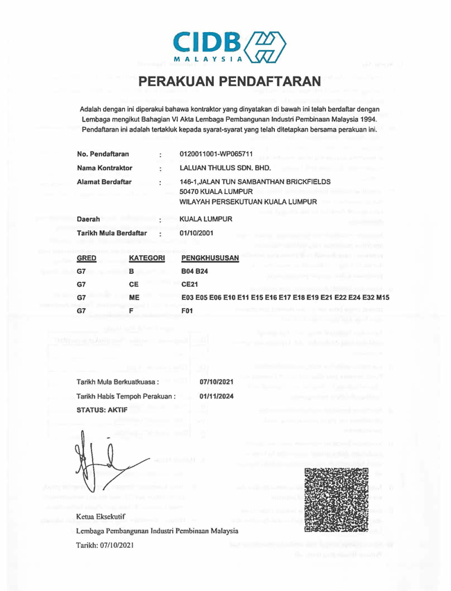 CIDB TAMBAH BIDANG